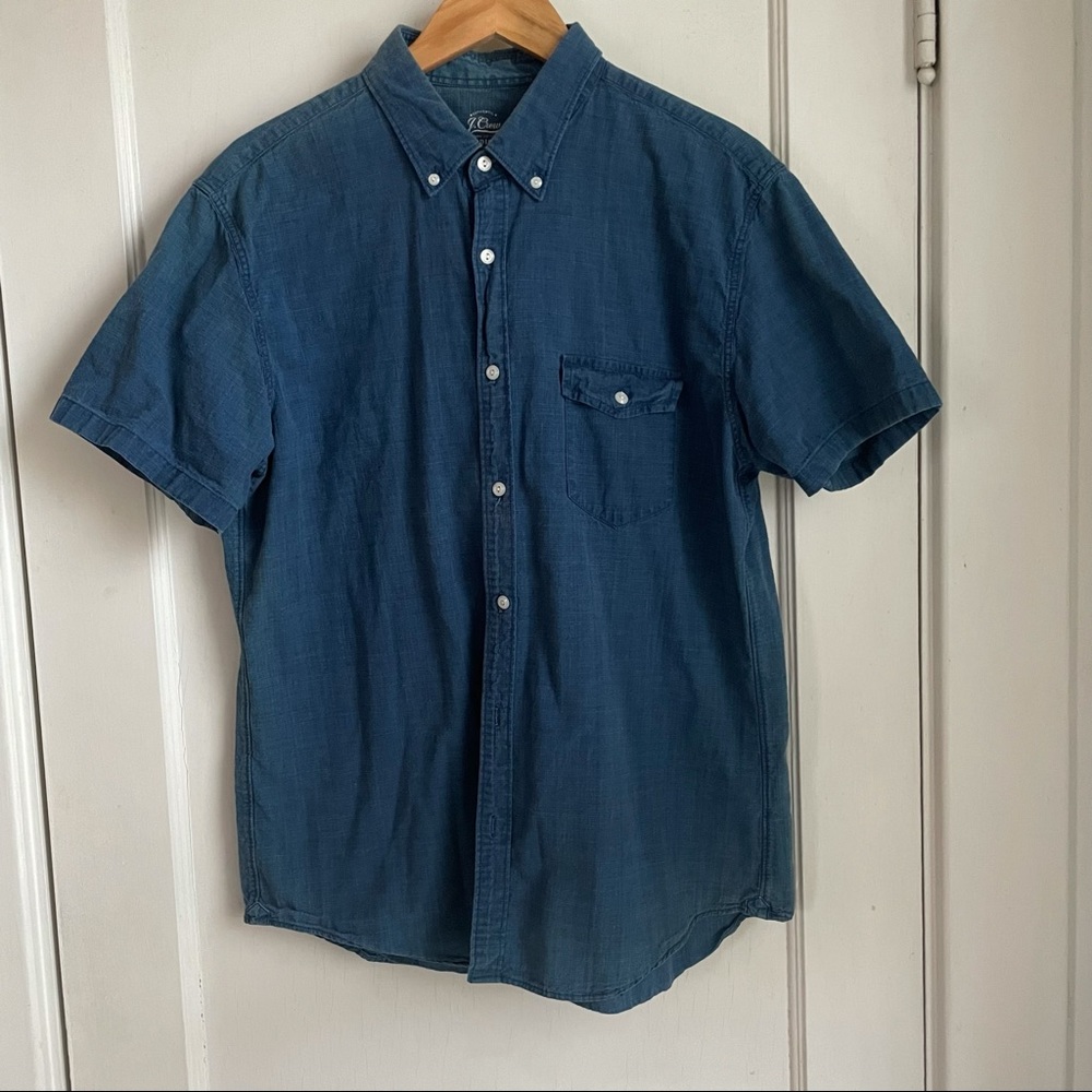 J. Crew short sleeve Indigo button down